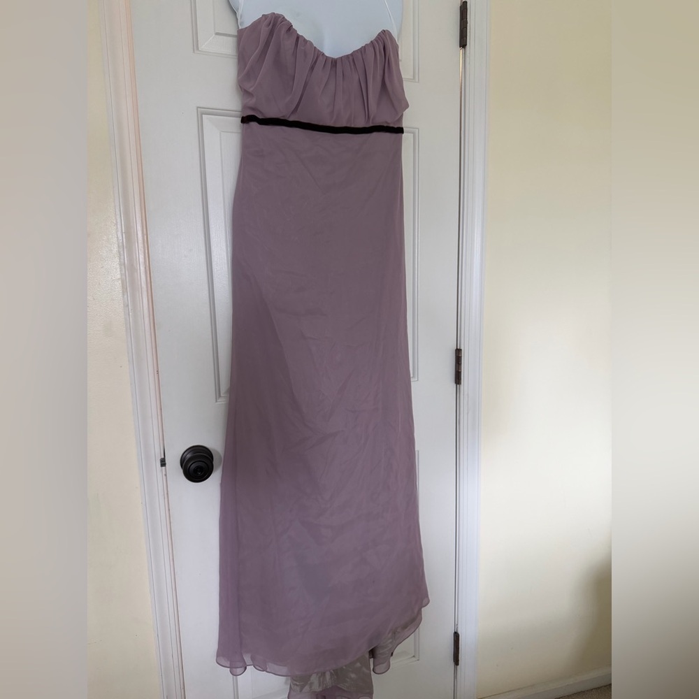Jim Hjelm Occasions Mauve Strapless Chiffon Maxi Dress Size 12 Bridesmaid Formal